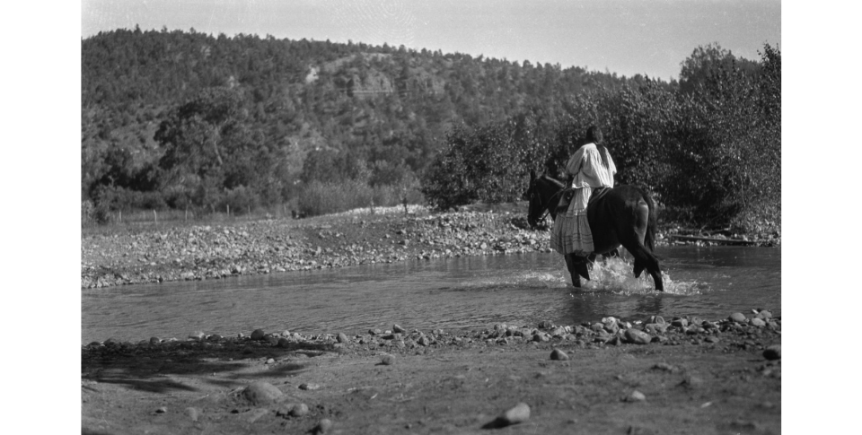 Apache Woman on Horseback