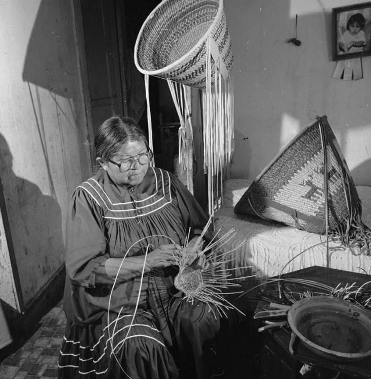Viola Taylor Weaving a Small Burden Basket